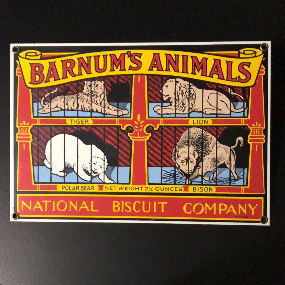 ANDE ROONEY Vintage Barnum’s Animals Porcelain Enameled Sign